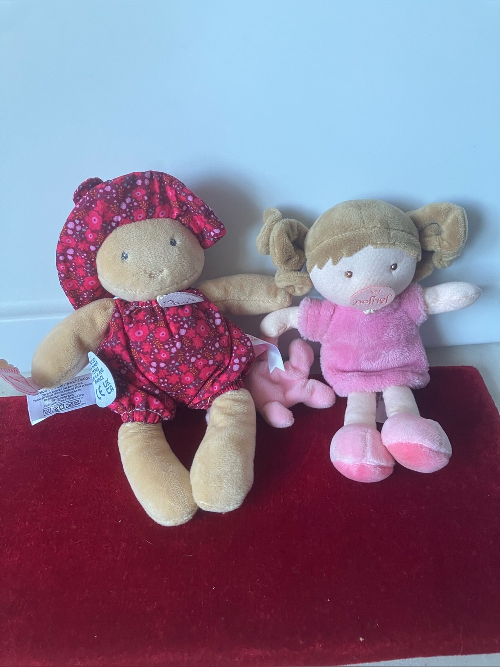 Jolijou Paris Plush Doll Lot Demoiselle Rose & Floral Romper First Dolls French.